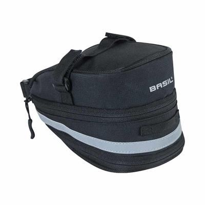 Basil mada zadeltas - compact, zwart, 1l, klittenband, fietsaccessoire