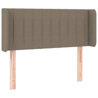 Hoofdbord met randen 203x16x118/128 cm stof taupe - thumbnail