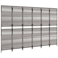 Kamerscherm 6 panelen poly rattan bruin - thumbnail