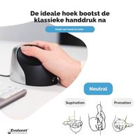 Evoluent VerticalMouse 3 Ergonomische muis USB Optisch Zwart, Zilver 5 Toetsen 2600 dpi Ergonomisch - thumbnail