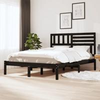 Bedframe massief grenenhout zwart 140x190 cm - thumbnail