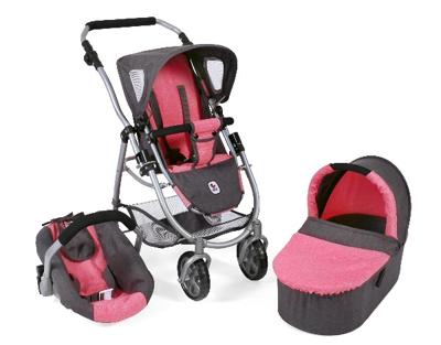 Combi-poppenwagen Emotion All in 1 - Melange Antraciet Pink