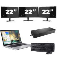 Acer Aspire A315-44P - AMD Ryzen 7 5700U - 15 inch - 16GB RAM - 256GB SSD - Windows 11 Home + 3x 22 inch Monitor - thumbnail