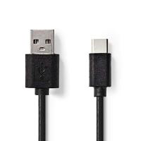 Nedis USB-Kabel | USB 2.0 | USB-A Male | USB-C Male | 2.5 W | 480 Mbps | Vernikkeld | 2.00 m | Rond | PVC | Zwart | Label - CCGL60601BK20 - thumbnail