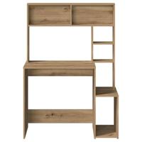 Bureau met schappen 100x45x140 cm bewerkt hout artisanaal eiken - thumbnail