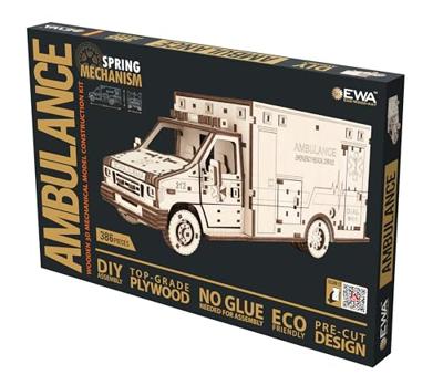 Eco Wood 3D Houten Ambulance DIY Mechanical Modelbouw