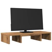 Monitorstandaard verstelbaar 60x24x10,5cm hout artisanaal eiken - thumbnail