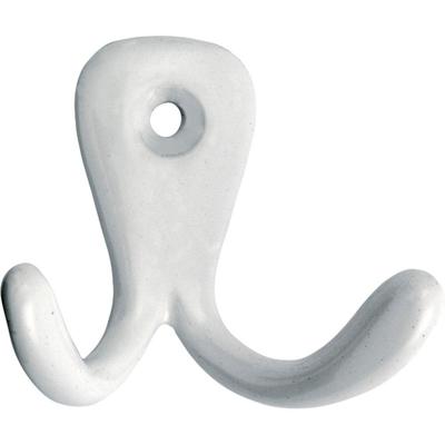 Kanhaak dubbel 1 schr.gat 40mm witgelakt