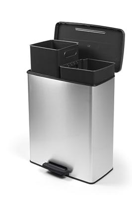 Curver Deco bin slim 254619 Afvalbak 52 l (b x h x d) 486 x 615 x 284 mm Zilver, Zwart 1 stuk(s)