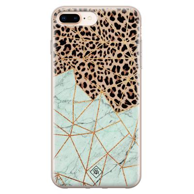 iPhone 8 Plus/7 Plus siliconen hoesje - Luipaard marmer mint