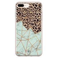iPhone 8 Plus/7 Plus siliconen hoesje - Luipaard marmer mint - thumbnail