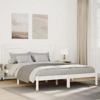 Bedframe extra lang zonder matras massief hout wit 140x220 cm - thumbnail