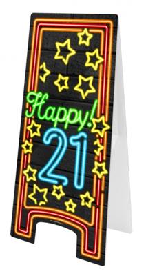 NEON Partybord hoera 21 jaar