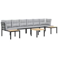 5-delige Loungeset met kussens gepoedercoat staal zwart - thumbnail