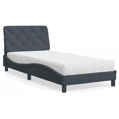 Bed met matras fluweel donkergrijs 90x190 cm