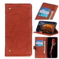 Koperen gesp retro Crazy Horse textuur horizontale Flip lederen case voor Galaxy A50 met houder & kaartsleuven & portemonnee (bruin) - thumbnail