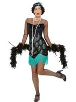 Jaren 20 flapper kostuum pauw - thumbnail