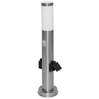 LED paal armatuur E27 IP54 sensor 2x stopcontact RVS 60 cm - thumbnail