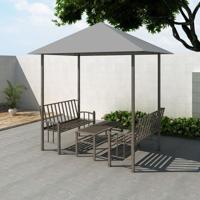 Tuinpaviljoen met tafel en bankjes 2,5x1,5x2,4 m antraciet - thumbnail