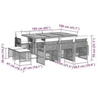 11-delige Tuinset met kussens poly rattan beige - thumbnail