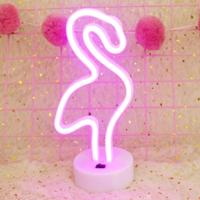 Flamingo vorm romantische Neon LED vakantie licht met houder warme Fairy decoratieve Lamp nachtlampje voor kerst huwelijk Party slaapkamer (roze l - thumbnail