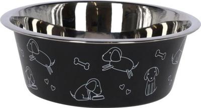 Voederbak rvs zwart met motief 1800ml