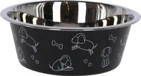 Voederbak rvs zwart met motief 1800ml - thumbnail