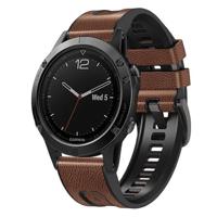 By Qubix - leer + siliconen bandje - Bruin - Compatible met Garmin Fenix 8-51mm - Compatible Garmin bandje - thumbnail