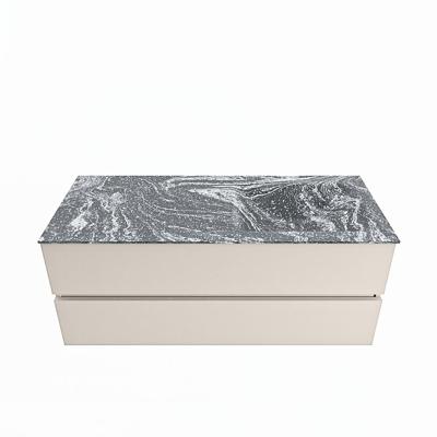 MONDIAZ VICA-DLUX 120cm badmeubel onderkast Linen 2 lades. Inbouw wastafel CLOUD rechts 1 kraangat, kleur Lava.