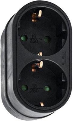 Enzo Randaarde stekkeradapter 2-voudig verticaal zwart - 6175905