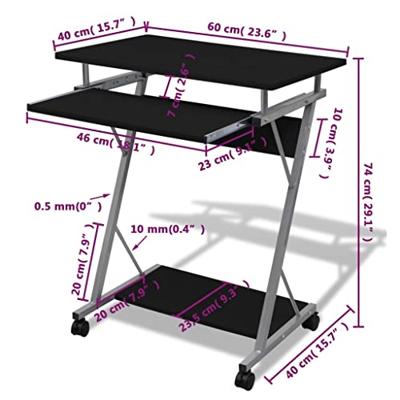 VidaXL Studenten computerbureau 60 x 40 x 74 cm (zwart) VidaXL Studenten computerbureau 60 x 40 x 74 cm (zwart)