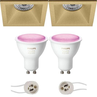 Philips Hue LED Spot Set GU10 - Mat Goud - Verdiept - Bluetooth