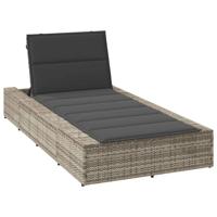 Ligbed met zwevend kussen poly rattan lichtgrijs - thumbnail