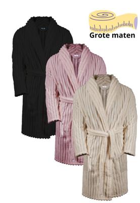 Ribcord badjas fleece - grote maten badjassen-beige-5XL/6XL