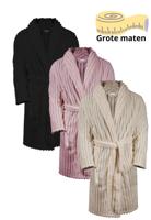 Ribcord badjas fleece - grote maten badjassen-beige-5XL/6XL - thumbnail