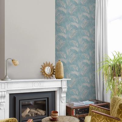 DUTCH WALLCOVERINGS behang palm springs blauw en grijs