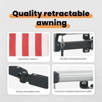 VidaXL Inklapbaar zonnescherm rood en wit 300 x 250 cm stof - thumbnail