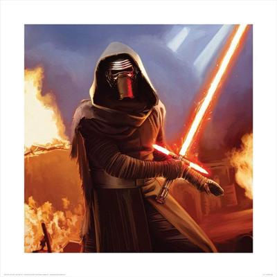 Kunstdruk Star Wars - Episode VII Kylo Ren Fire 40x40cm
