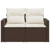 Tuinbank 2-zits met kussens poly rattan bruin - thumbnail