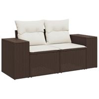 8-delige Loungeset met kussens poly rattan bruin - thumbnail