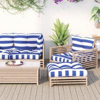 VidaXL Palletkussens 3 st gestreept oxford stof wit en blauw - thumbnail