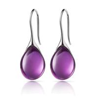 LGT JWLS Druppel Oorbellen voor Dames - Zilverkleurig met Paarse Zirkonia Druppelstenen - thumbnail