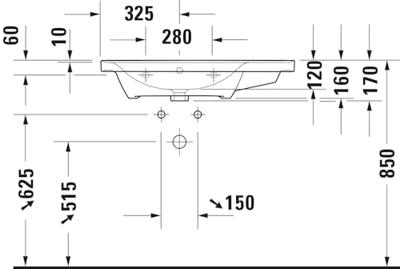 Wastafel Duravit D-Neo Rand Overloop Kraanvlak Zonder Kraangat 80 cm Hoogglans Wit Links - thumbnail