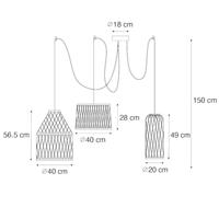 QAZQA Landelijke buiten hanglamp zwart rotan 3-lichts - Calamus - thumbnail