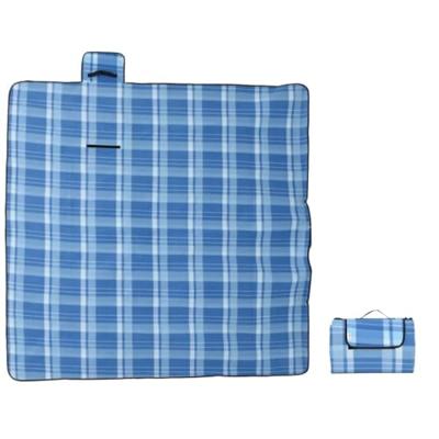 VidaXL Picknickkleed opvouwbaar geruit 200x200 cm fluweel blauw