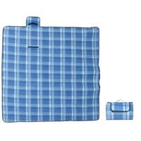 VidaXL Picknickkleed opvouwbaar geruit 200x200 cm fluweel blauw - thumbnail