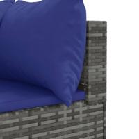 10-delige Loungeset met kussens poly rattan grijs - thumbnail