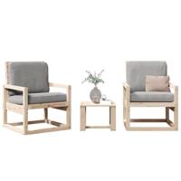3-delige Loungeset massief grenenhout - thumbnail