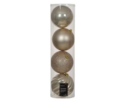 Kerstballen kunststof d14 cm parel 4 st Decoris - Decoris Kerstballen kunststof d14 cm parel 4 st Decoris - Decoris
