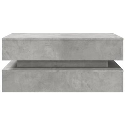 Salontafel met LED-verlichting 90x50x40 cm betongrijs